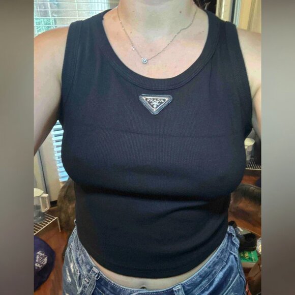 NWT Prada Logo Tank In Black - Picture 1 of 8